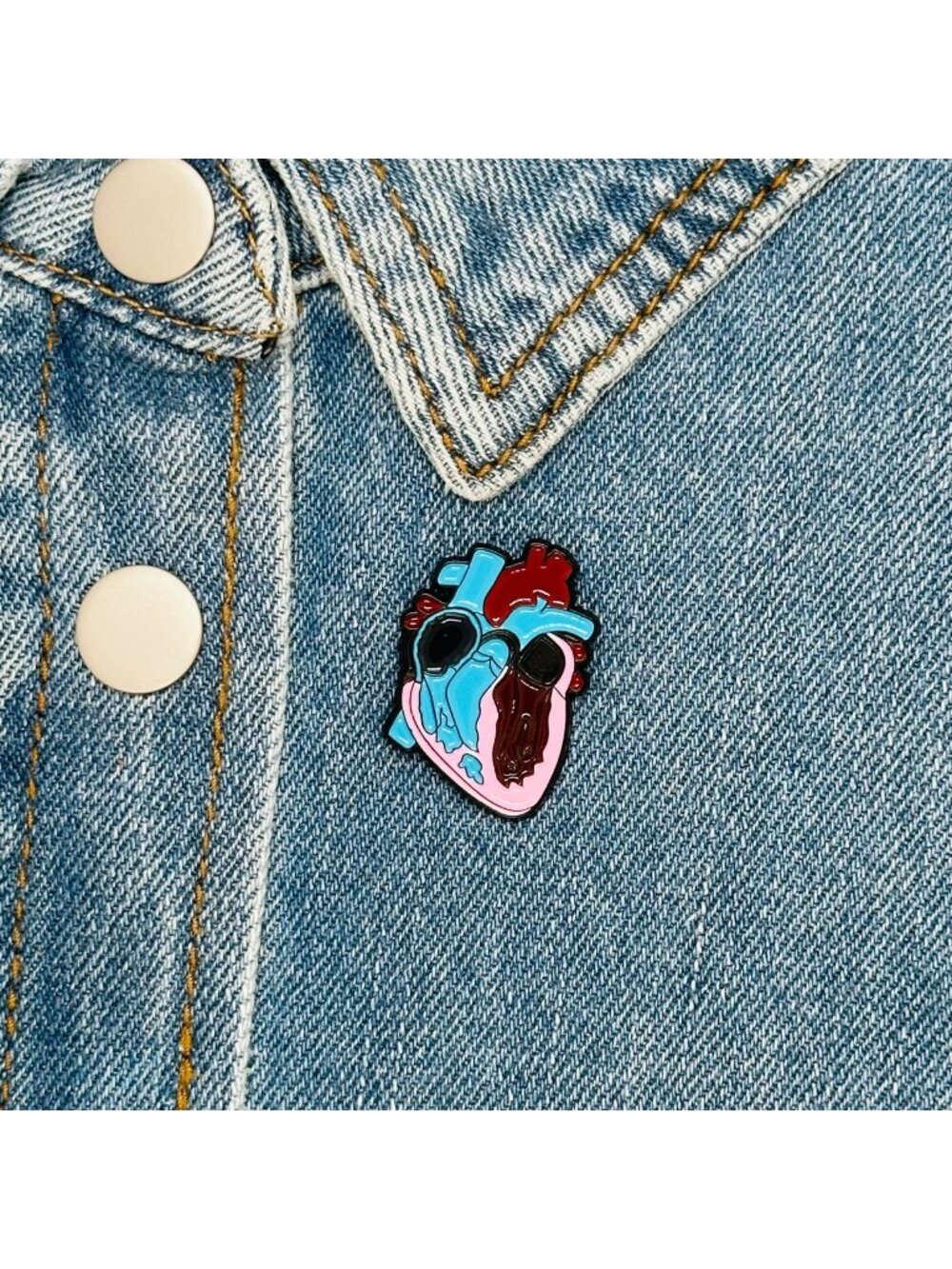 ⭐Anatomical Heart Art Enamel Pin With Black Rubber Clutch -  Heart brooch gift